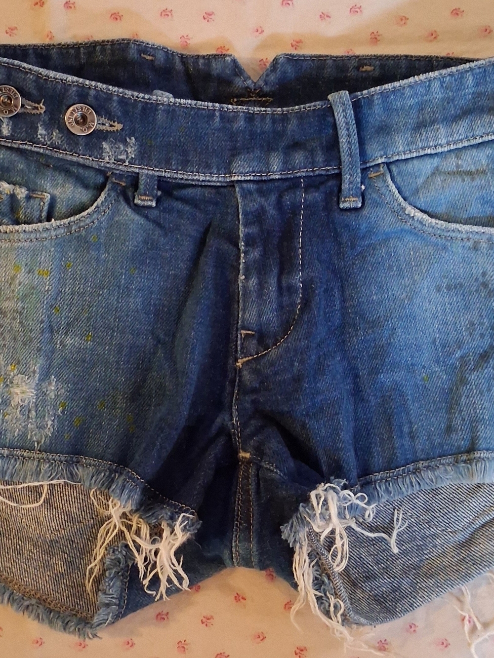 Vintage Diesel Women's Blue Distressed Denim Relaxed Shorts